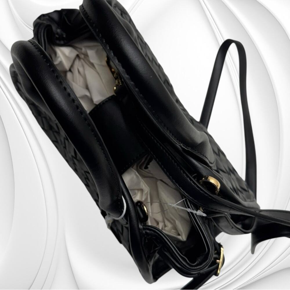 URBAN EXPRESSIONS Black Basketweave KRISTIE CROSSBODY Purse - Picture 3 of 5